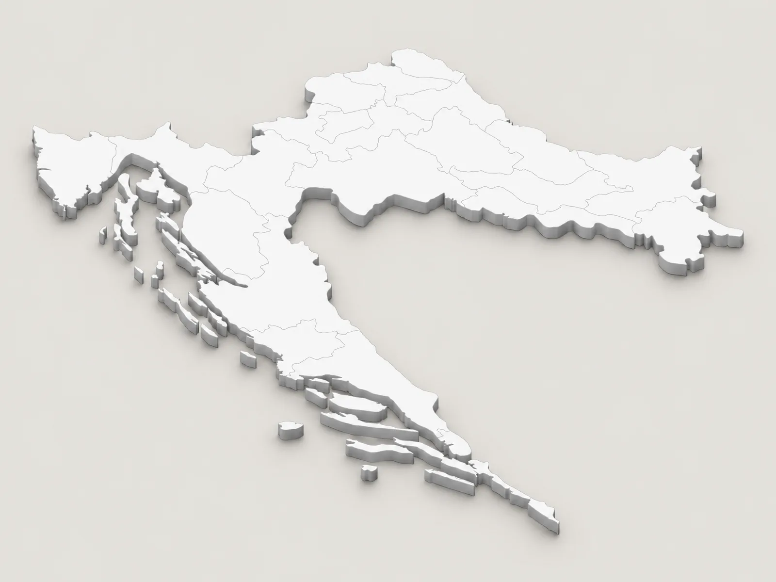 Map of Croatia showing the areas Property Care Croatia covers along the coast